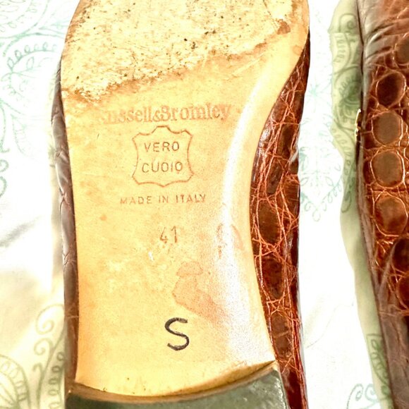 Mauri Russell Bromley authentic taupe brown crocodile loafers Size 8 Women - Picture 5 of 7